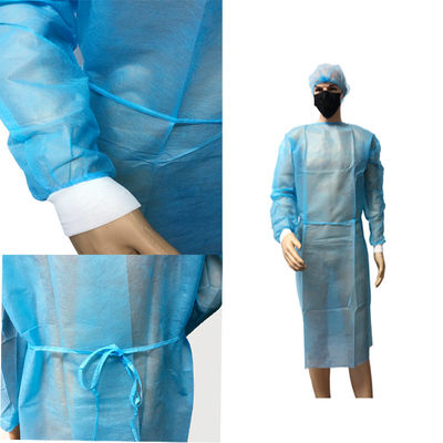 Vestido de isolamento de proteção com punho de malha impermeável elástico descartável